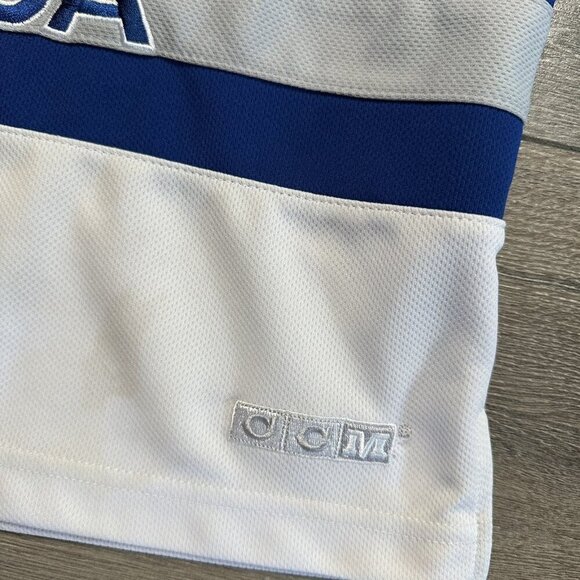 Vintage CCM Canada Hockey Jersey Youth Size XL Retro Blue White - Picture 5 of 9